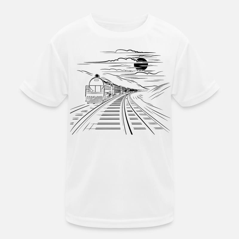 Railway Drawing Kids Functional T-Shirt