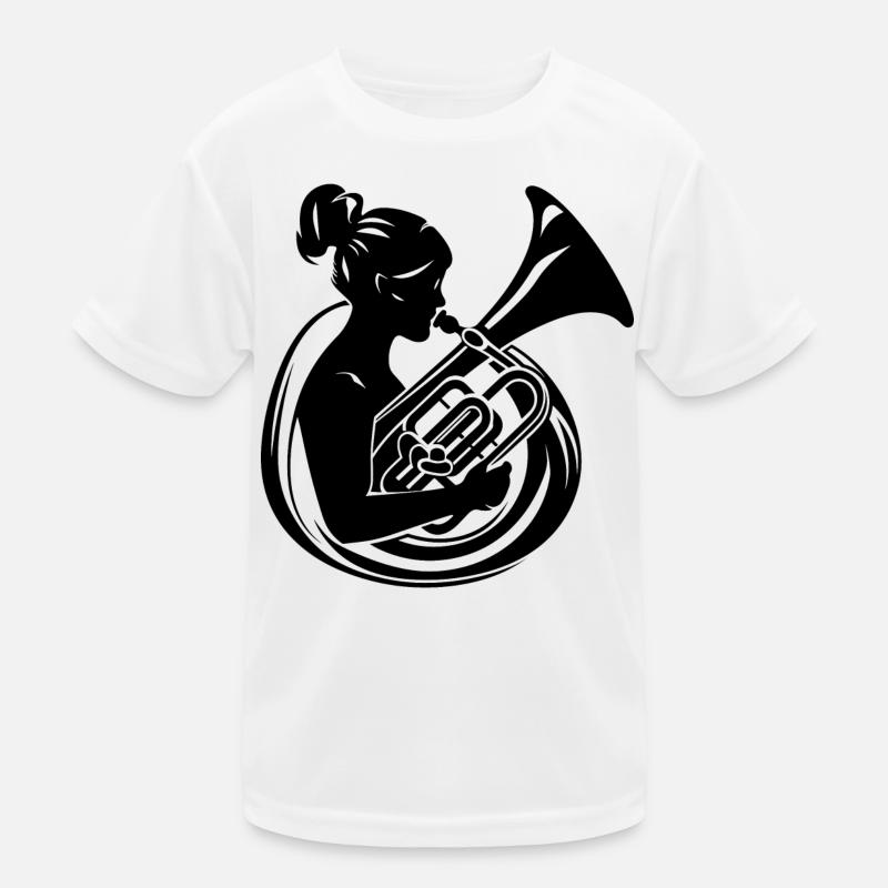 Tuba Girl Drawing Kids Functional T-Shirt