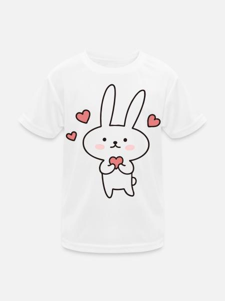 Cute bunny with hearts: Cute to fall in love with! - Kids Functional T-Shirt - white