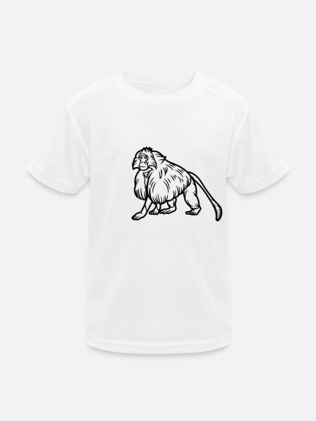 Gelada-Affe - Kinder Funktions-T-Shirt - Weiß - Vorne