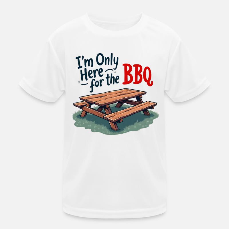 Only Here for the BBQ - Kids Functional T-Shirt - white