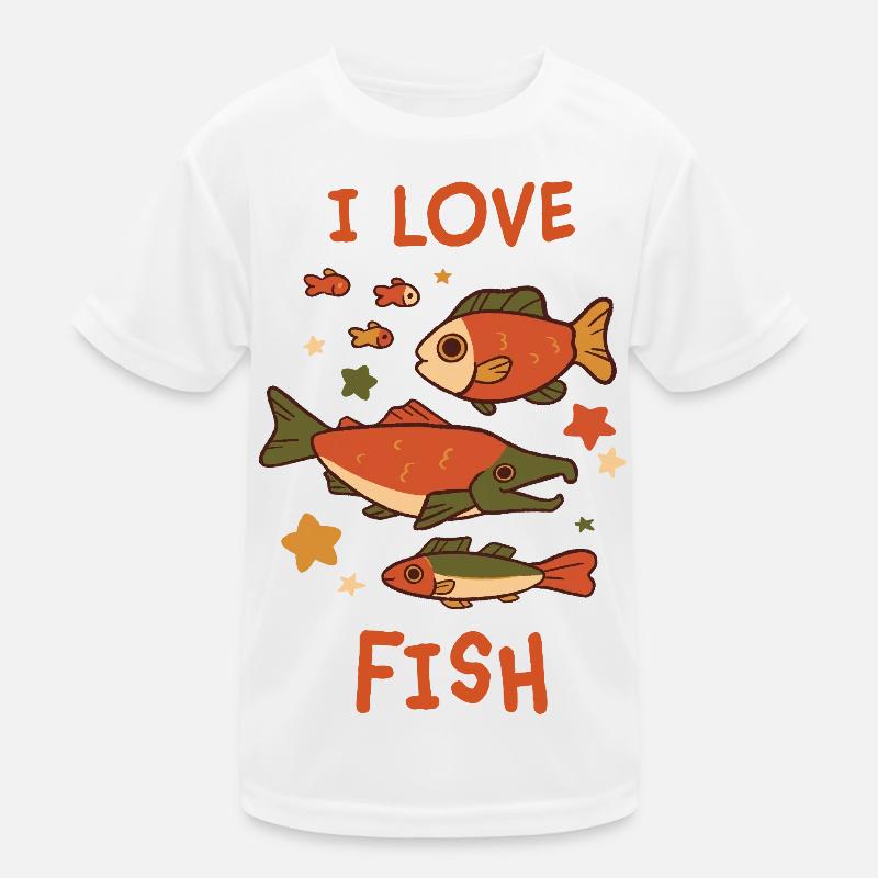 I Love Fish – Playful Fish Design Kids Functional T-Shirt