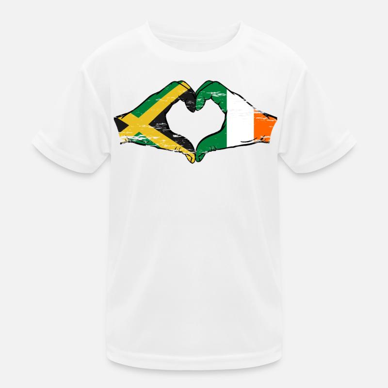 Jamaïque Irlande Mains Forme de Coeur Utilisé T-shirt sport Enfant