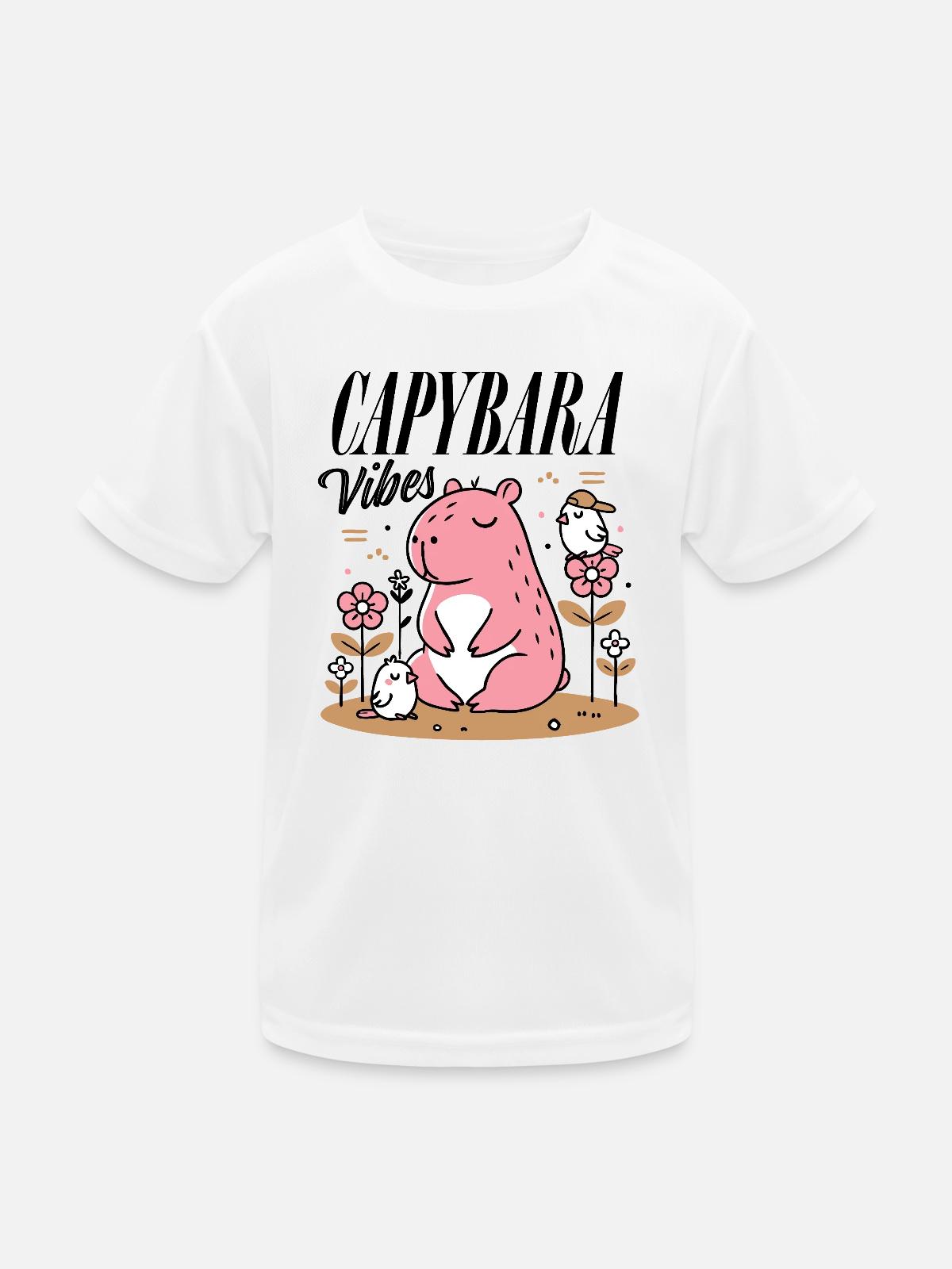 Entspanntes Capybara mit Freunden - Kinder Funktions-T-Shirt - Weiß - Vorne
