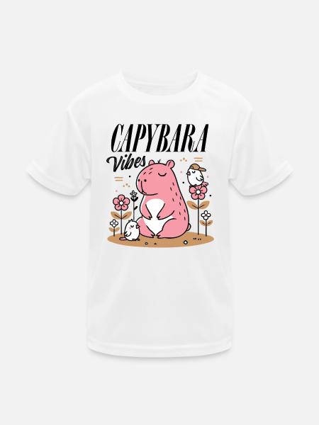 Entspanntes Capybara mit Freunden - Kinder Funktions-T-Shirt - Weiß