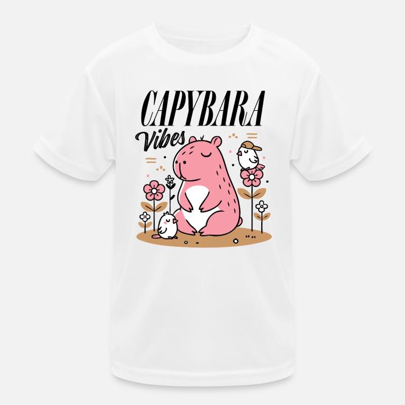 Entspanntes Capybara mit Freunden - Kinder Funktions-T-Shirt - Weiß