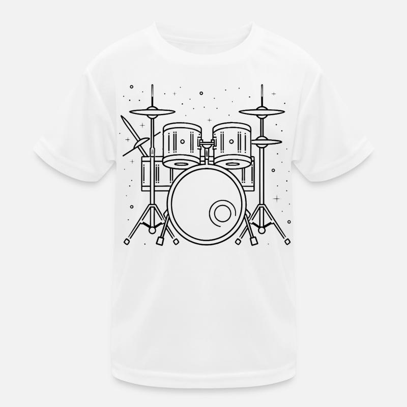 Drum Set Drawing Kids Functional T-Shirt