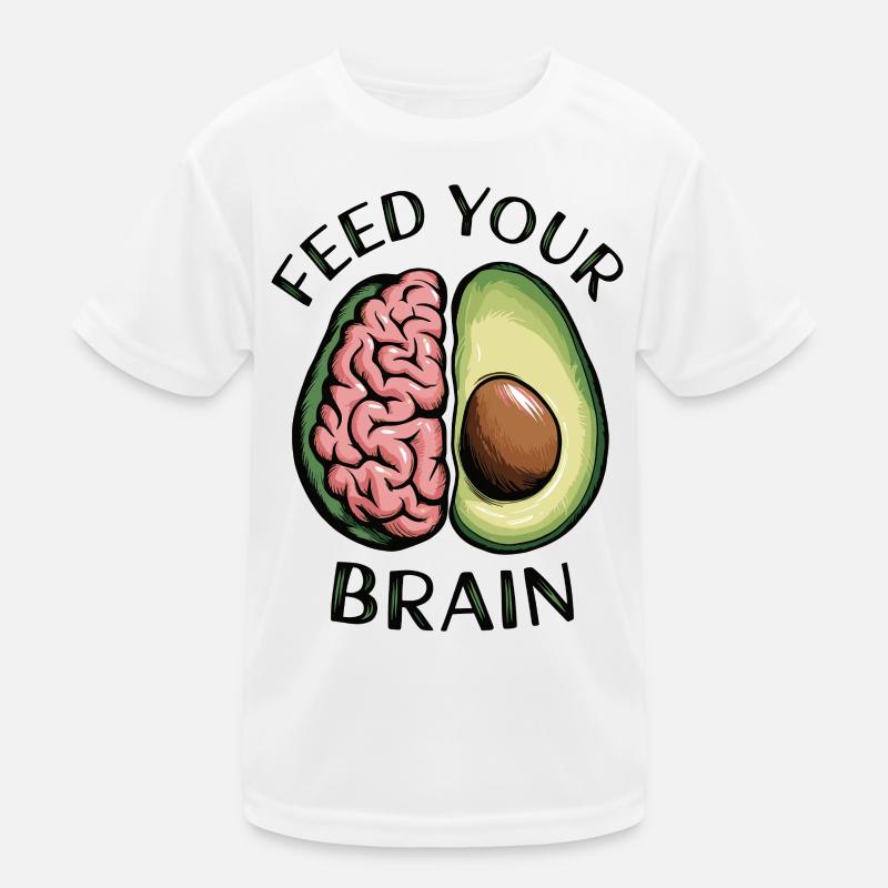 Feed Your Brain Avocado Illustration Kids Functional T-Shirt
