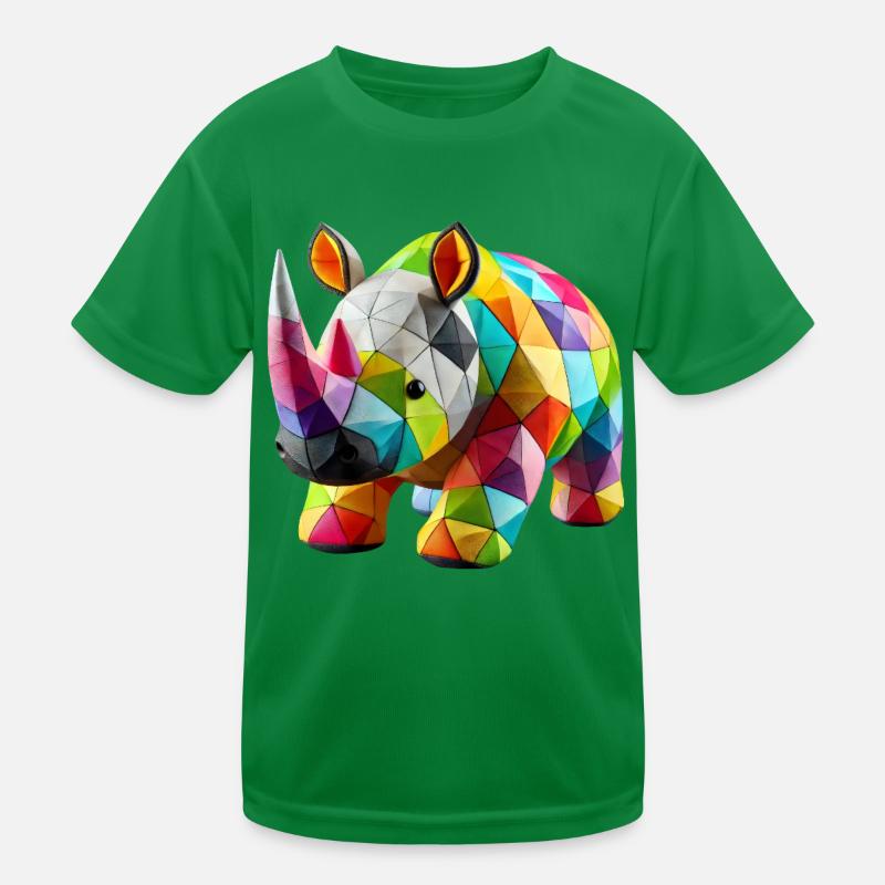 Rhinoceros Rhino Polygone Patchwork Kinder Funktions-T-Shirt