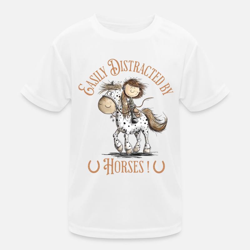 Drolliges Pferd mit Reiter Und Pferde Spruch Kinder Funktions-T-Shirt