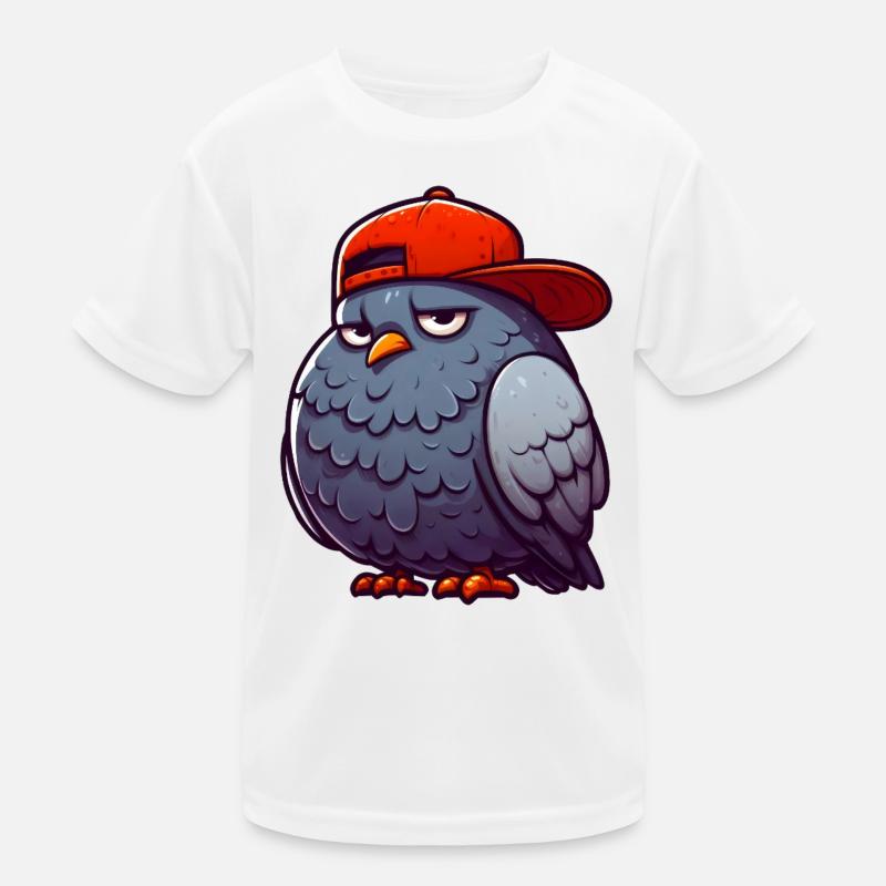 Taube Hiphop Rote Mütze Kinder Funktions-T-Shirt