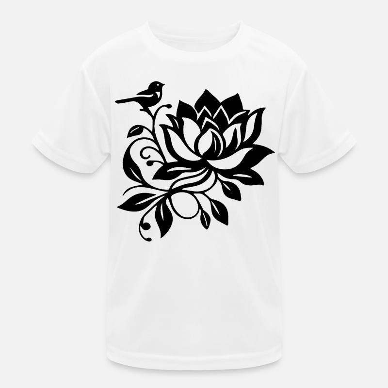 Der schwarze Lotus und der Vogel Kinder Funktions-T-Shirt