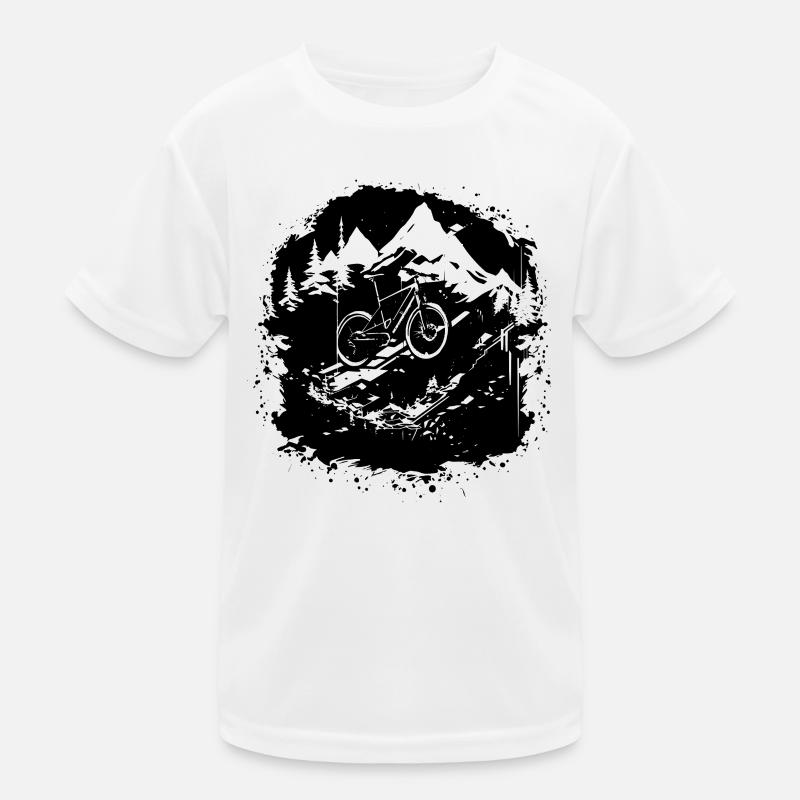 Mountainbiking Illustration Kinder Funktions-T-Shirt
