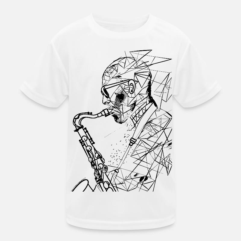 Saxophonist Drawing Kids Functional T-Shirt