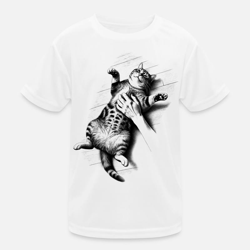 Cat gets belly rub Kids Functional T-Shirt