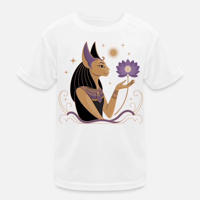 Heiterer Bastet Mit Einer Lotusblume Kinder Funktions-T-Shirt