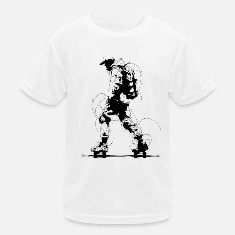 Roller Skater Drawing Kids Functional T-Shirt