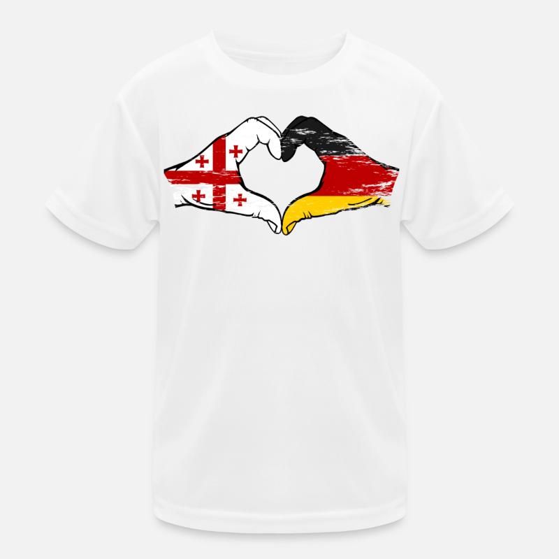 Georgia Germany Flag Hands Heart Shape use Kids Functional T-Shirt