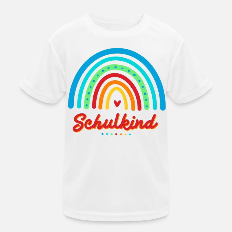 Schulkind bunter Retro Regenbogen Einschulung Kinder Funktions-T-Shirt