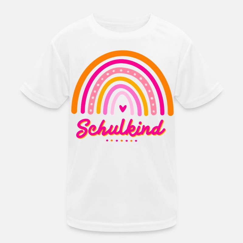 Schulkind Retro-Regenbogen Einschulung Mädchen Kinder Funktions-T-Shirt