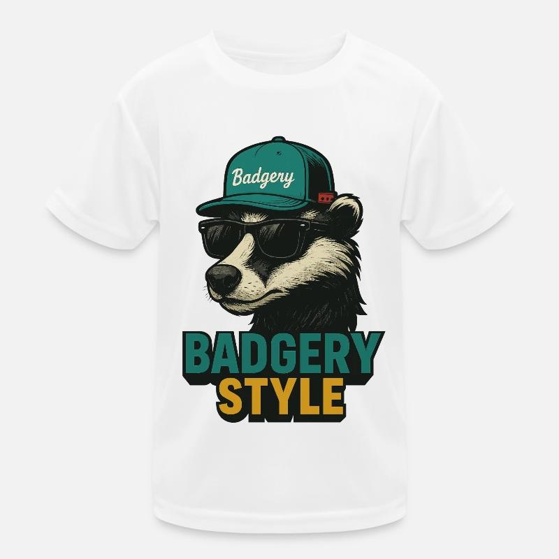 Badgery Style: Bär mit Cap und Sonnenbrille Kinder Funktions-T-Shirt