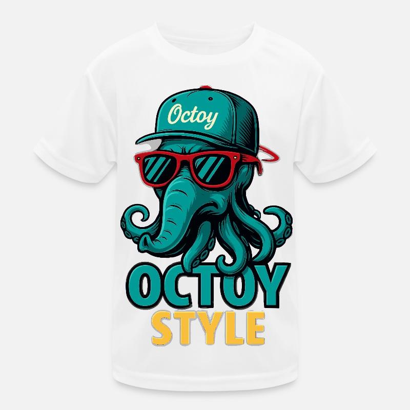 Octoy Style Oktopus Retro Cap Kinder Funktions-T-Shirt