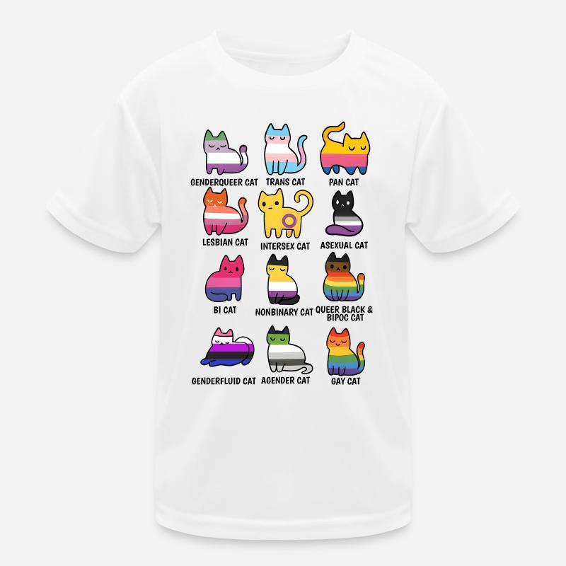 Cute Retro LGBT Cat Cat Pride & Equality Kids Functional T-Shirt