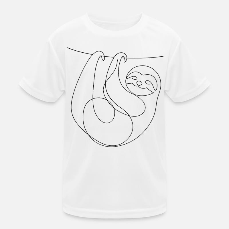 One Line Drawing - Sloth Kids Functional T-Shirt