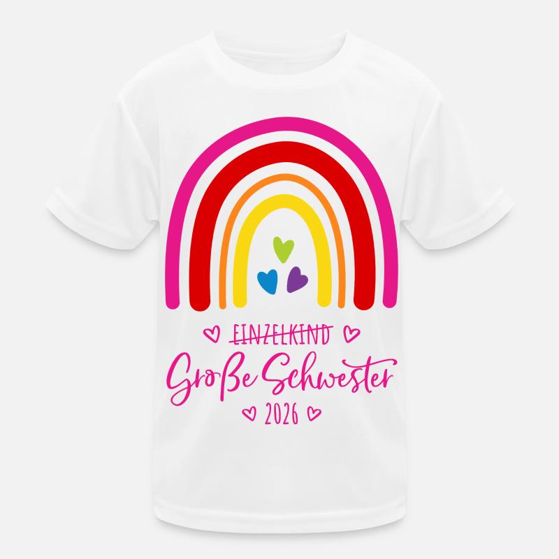 Große Schwester 2026 Regenbogen Kinder Funktions-T-Shirt