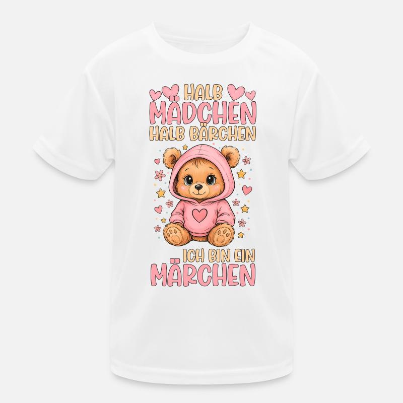 Halb Mädchen Halb Bärchen Märchen Bär Geschenk Kinder Funktions-T-Shirt