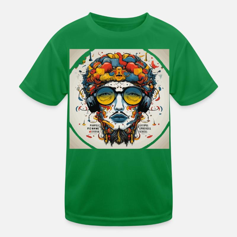 Abstract Psychedelic Music Enthusiast Portrait Kids Functional T-Shirt