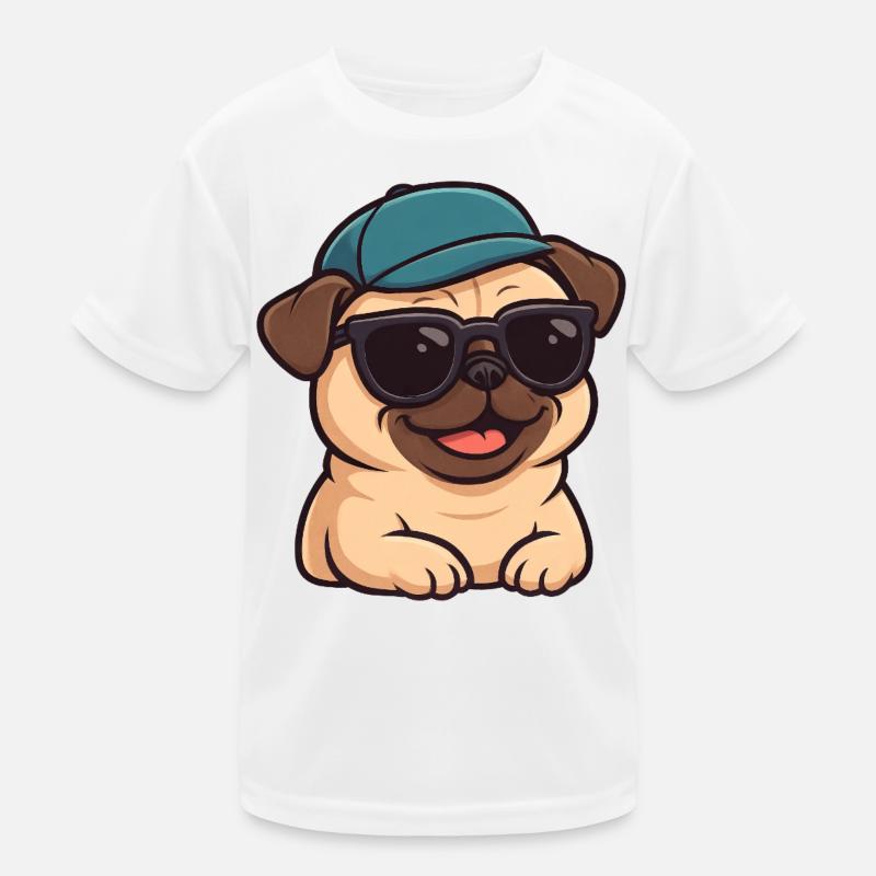 Cooler Mops mit Sonnenbrille Sommerfreude Cartoon Kinder Funktions-T-Shirt