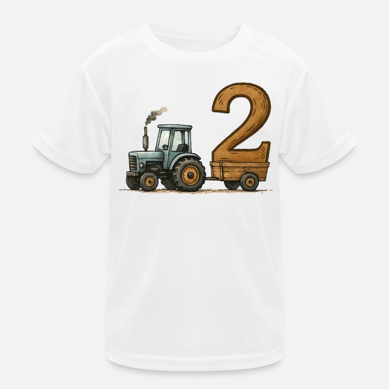 Tracteur d’anniversaire avec remorque 2 ans d’anniversaire T-shirt sport Enfant