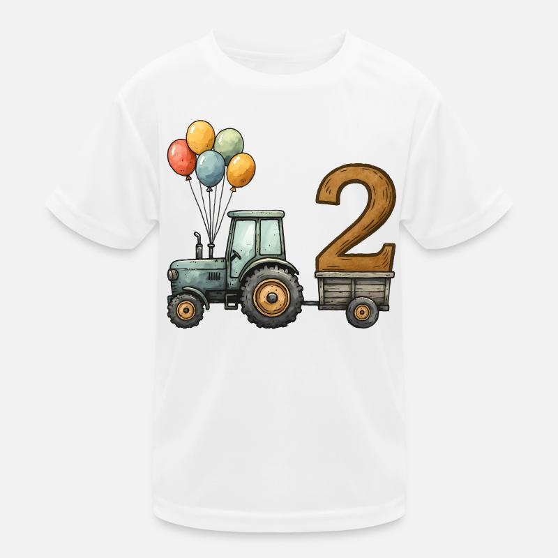Birthday Tractor with Trailer 2 Years Kids Kids Functional T-Shirt