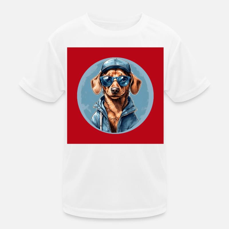 Teckel Teckel avec lunettes de soleil et sweat à capuche T-shirt sport Enfant