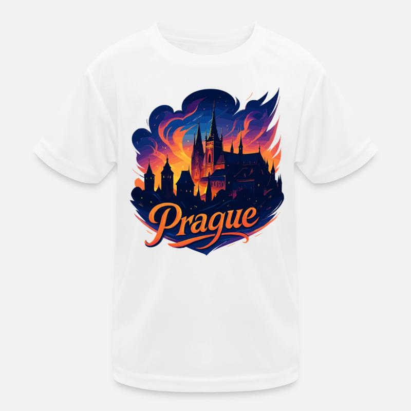 Prague Capitale République tchèque Silhouette Cadeau T-shirt sport Enfant