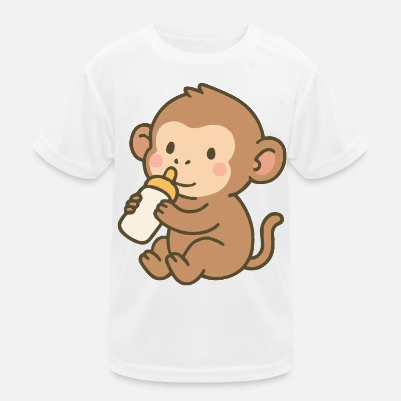 Fläschchen-Äffchen Kinder Funktions-T-Shirt