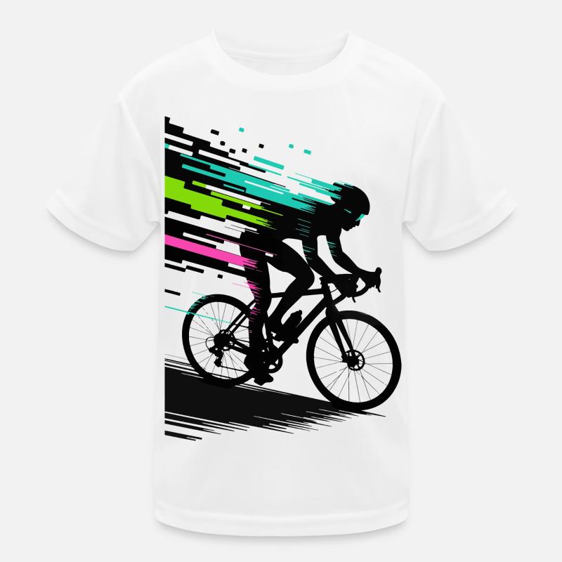 Glitch Pixel Cyclist – Digitale Speed Art Kinder Funktions-T-Shirt