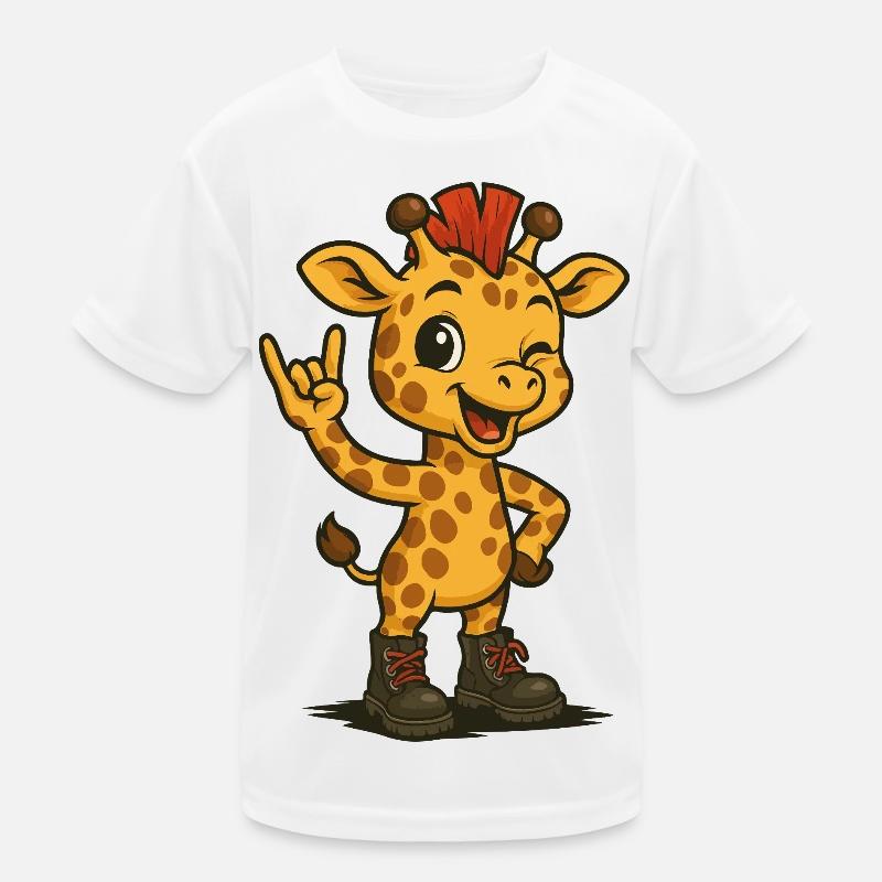 Punk Rock Giraffe Kids Functional T-Shirt