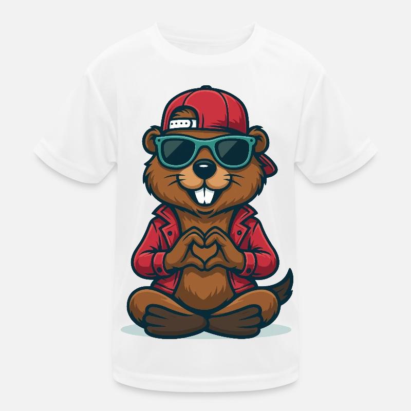 Cooler Herz-Biber Kinder Funktions-T-Shirt