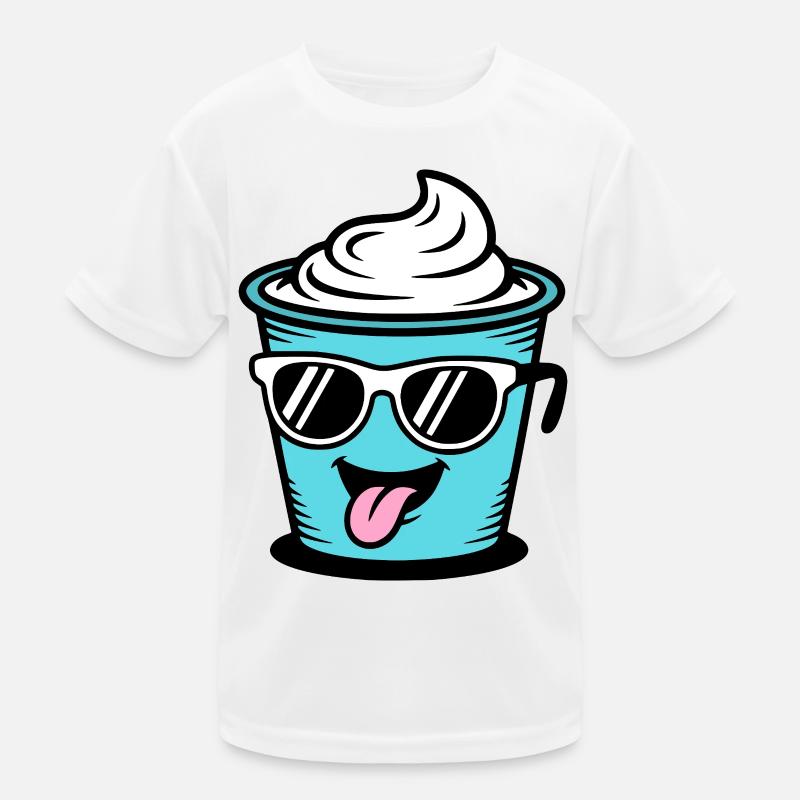 Becher Crème Frech Joghurt Rahm Sahne Eis Pudding - Kinder Funktions-T-Shirt - Weiß