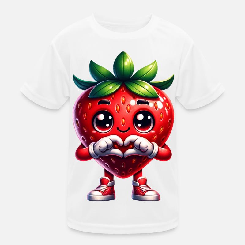 Erdbeere Herzhände  Kinder Funktions-T-Shirt