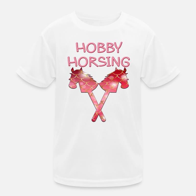 HOBBY HORSING PFERDE - Kinder Funktions-T-Shirt - Weiß