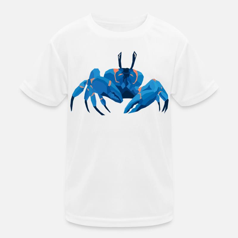 Blaue Krabbe Polygonaler Stil Kinder Funktions-T-Shirt