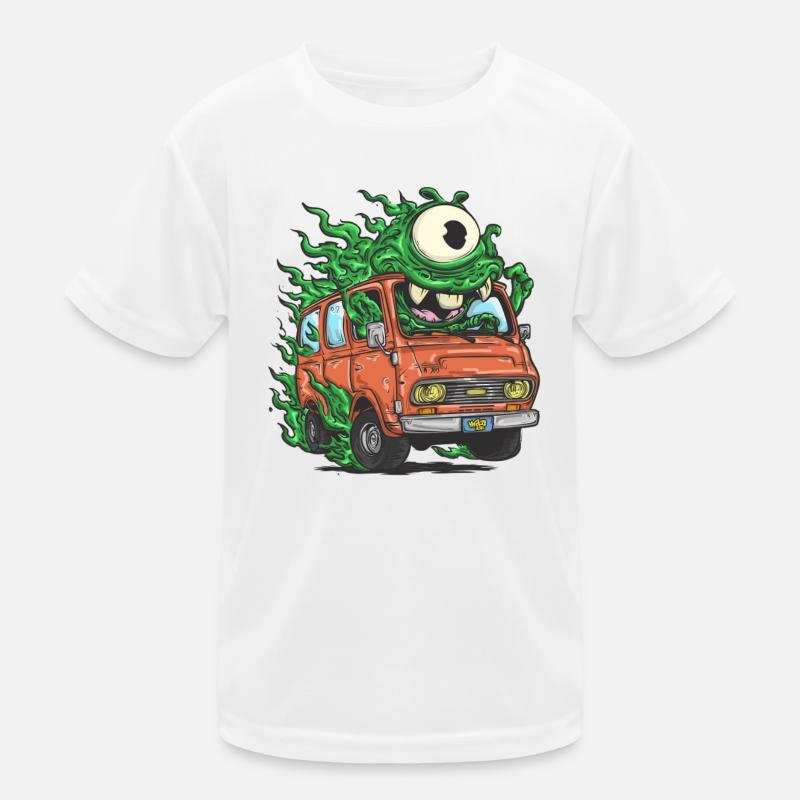 Monstre vert dans un fourgon rétro T-shirt sport Enfant