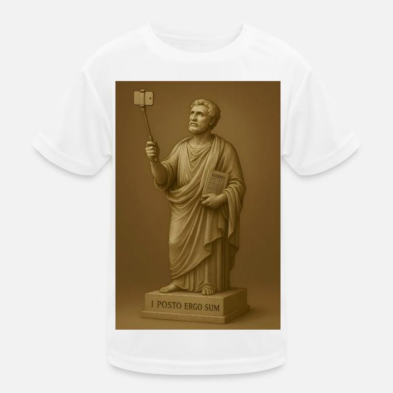 Barocker Philosoph mit Selfie-Stick Kinder Funktions-T-Shirt