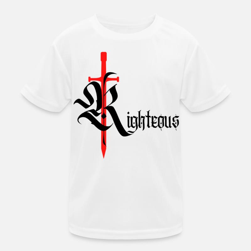 Conception gothique vertueuse avec épée avec texte noir T-shirt sport Enfant