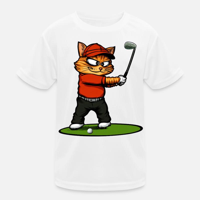 Katzen Golf / Golfer Katze Kinder Funktions-T-Shirt