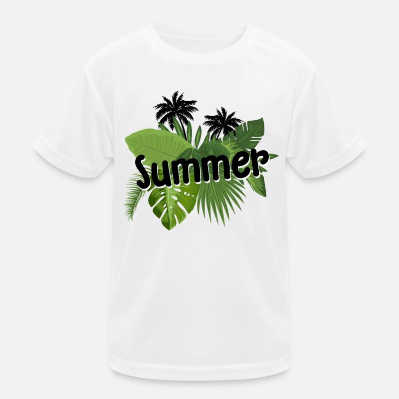 Summer -Schriftzug mit tropischen Blättern Kinder Funktions-T-Shirt