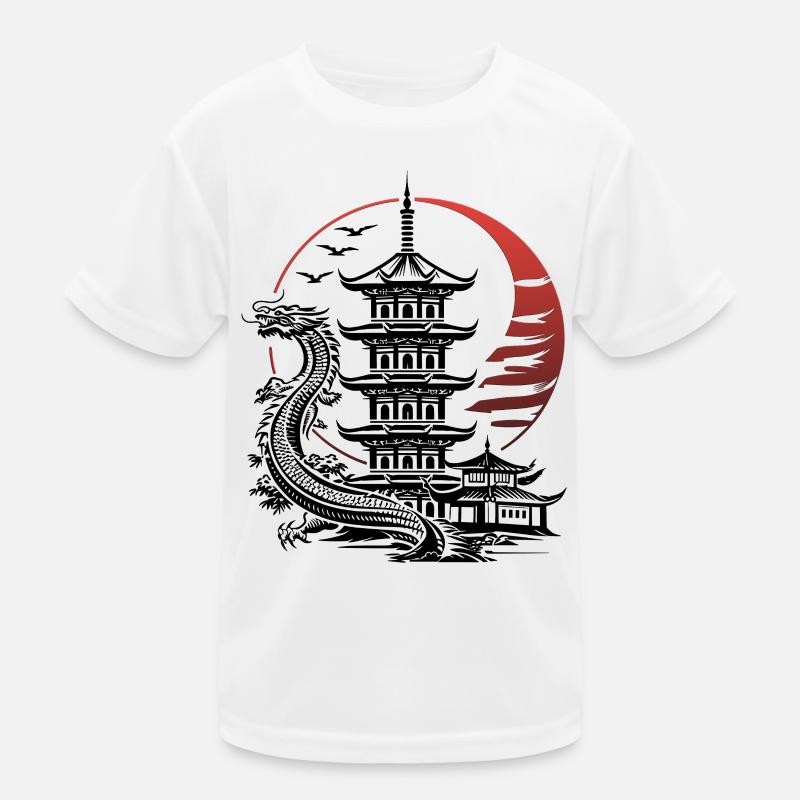 Pagode japan - drache Kinder Funktions-T-Shirt